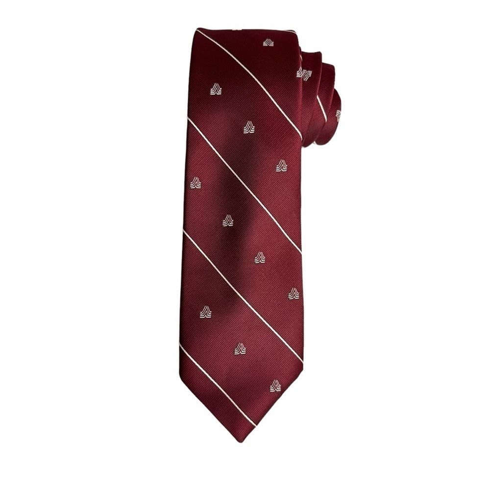 Givenchy Mens Silk Blend Striped Printed Tie Burgundy Necktie